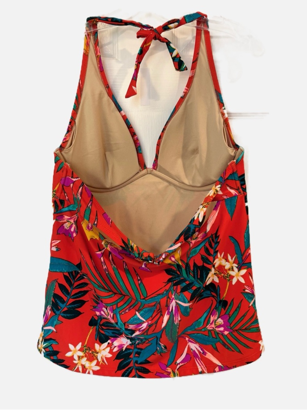 Old Navy Women’s Swimsuit Bathing Suit Tropical Halter Tankini Top Bright XL - Picture 5 of 9